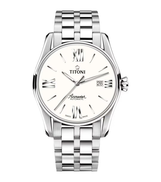 Автоматичен мъжки сребрист часовник с римски цифри снимка