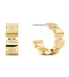 Квадратни златисти обеци с камъни-0 снимка