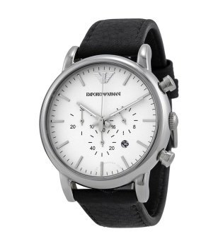 Мъжки аналогов часовник хронограф в сребристо с черна каишка снимка