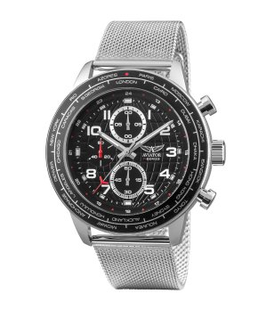 Мъжки хронограф часовник в черно и сребристо  снимка