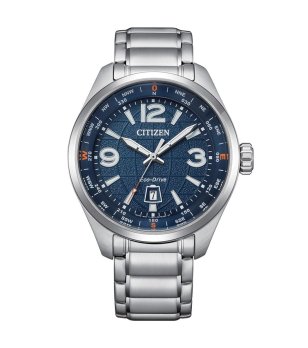 Аналогов часовник в сребристо и синьо Eco-Drive снимка