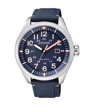 Аналогов часовник в тъмносиньо и сребристо Eco-Drive снимка