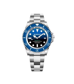 Автоматичен часовник  в сребристо и синьо снимка