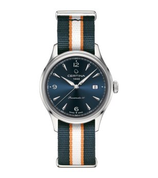 Мъжки автоматичен часовник в сребристо с текстилна каишка снимка