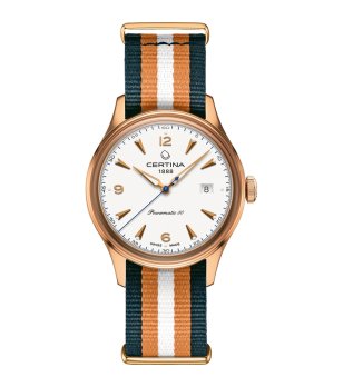 Мъжки механичен часовник в розовозлатисто с текстилна каишка снимка