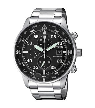 Мъжки часовник хронограф в сребристо и черно снимка