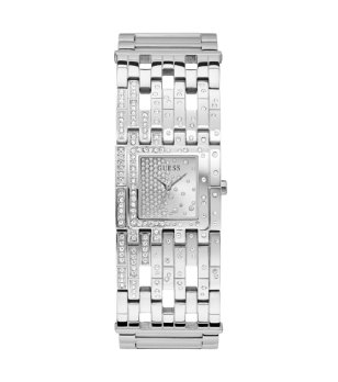 Дамски кварцов часовник в сребристо с камъчета снимка