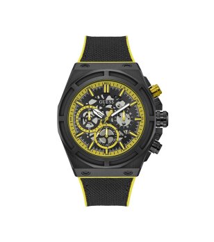 Мъжки часовник в черно и жълто с хронограф снимка