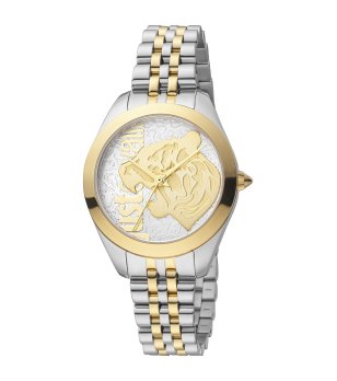 Дамски часовник в златисто и сребристо с тигър снимка