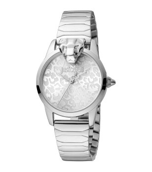 Дамски сребрист кварцов часовник с тигрова глава снимка