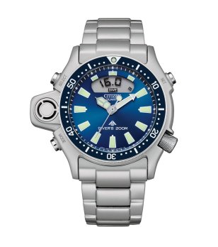 Аналогов часовник в сребристо и синьо снимка