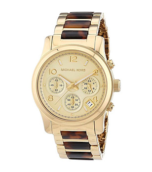 Дамски часовник с хронограф в златисто и хавана снимка