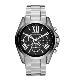 Аналогов мъжки часовник в сребристо и черно с римски цифри снимка