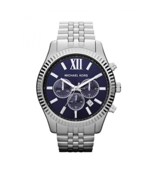 Дамски часовник хронограф в сребристо и синьо снимка