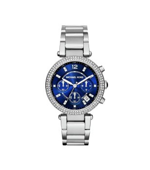 Аналогов дамски часовник хронограф в сребристо и кралскосиньо снимка