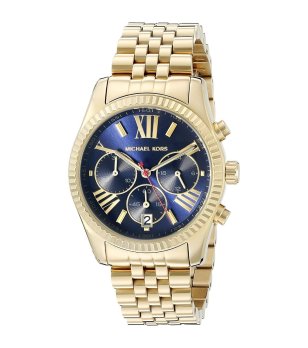 Дамски златист аналогов часовник в златисто и кралскосиньо снимка