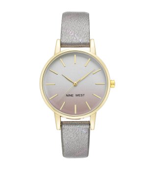 Дамски аналогов часовник в златисто със сребриста каишка снимка