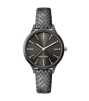 Кварцов дамски часовник в черно с кожена каишка снимка