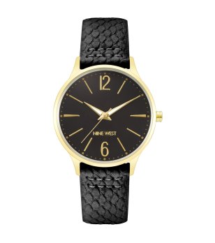 Дамски кварцов часовник в черно и златисто снимка