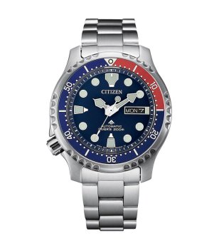 Автоматичен часовник в сребристо, синьо и червено снимка