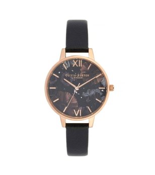 Дамски часовник в златисто с флорални мотиви снимка