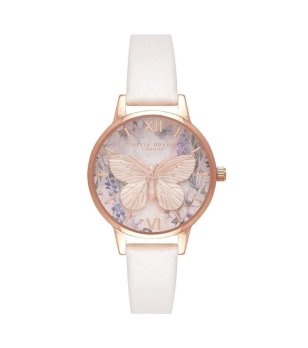 Дамски часовник розовозлатисто с пеперуда снимка