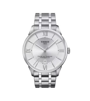 Механичен сребрист мъжки часовник с римски цифри снимка