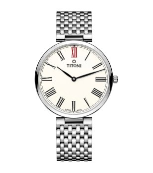 Аналогов мъжки часовник в сребристо с римски цифри снимка