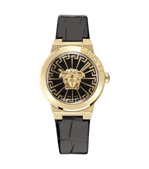 Аналогов дамски часовник в черно и златисто снимка