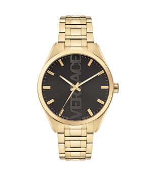 Мъжки аналогов часовник в златисто с черен циферблат снимка