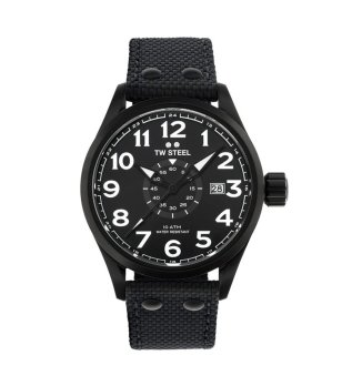 Мъжки черен часовник с бели цифри снимка