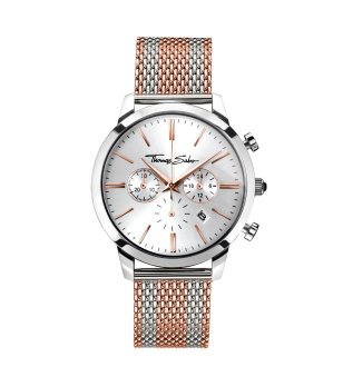 Аналогов часовник с хронограф в розовозлатисто и сребристо снимка