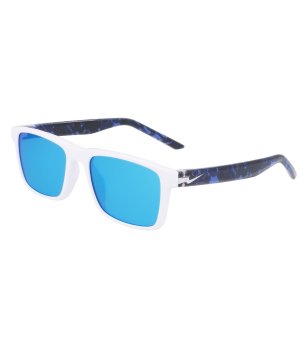 Мъжки слънчеви очила с бели рамки и сини лещи снимка