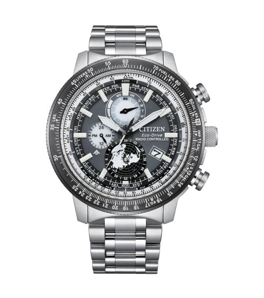 Аналогов мъжки сребрист часовник Eco Drive снимка