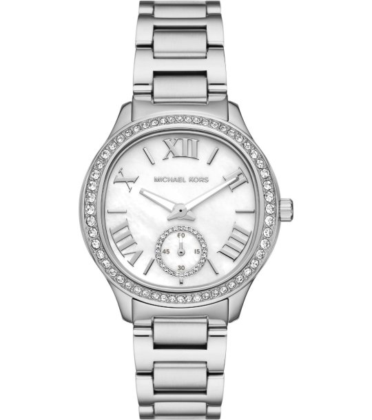 Аналогов дамски часовник в сребристо с камъчета снимка