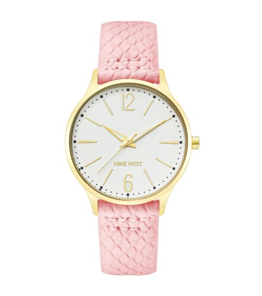 Дамски часовник в златисто с розова каишка снимка