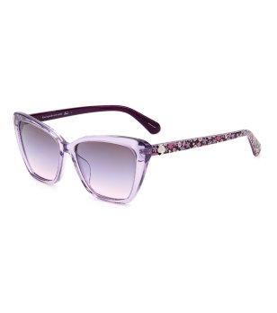 Дамски слънчеви очила в лилав нюанс с дръжки с флорален принт снимка