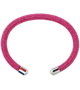 Дамска плетена гривна в циклама и розово снимка