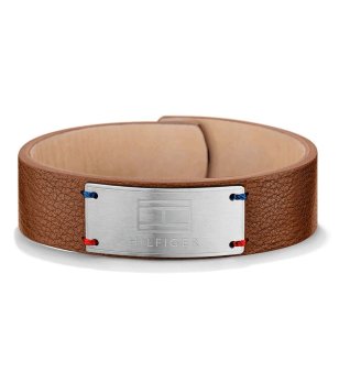 Мъжка кожена гривна в кафяво снимка