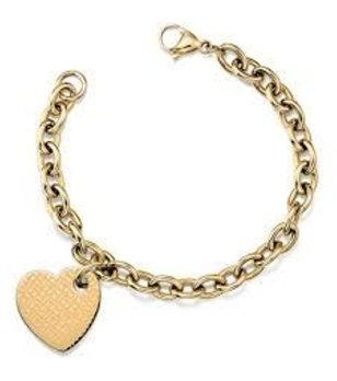 Златиста дамска гривна с висулка сърце снимка