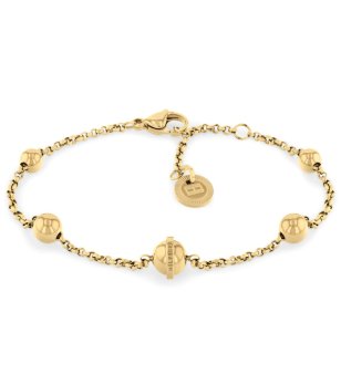 Дамска златиста гривна  с верижка и сфери снимка