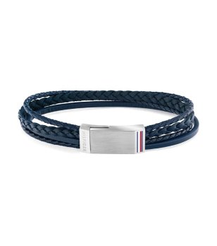 Мъжка тъмносиня кожена гривна гривна с магнитна закопчалка снимка