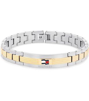 Мъжка стоманена гривна в сребристо и златисто снимка