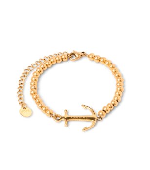 Златиста дамска гривна с мъниста снимка