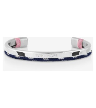 Хибридна унисекс гривна в черно и сребристо снимка