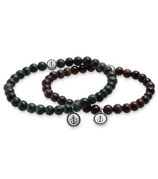 Комплект от 2 гривни в тъмнозелено и тъмнокафяво снимка