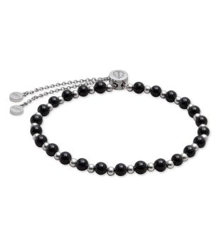 Регулируема гривна с мъниста в черно и сребристо снимка