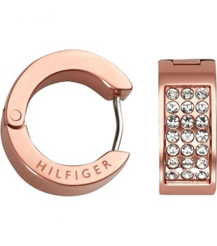 Обеци в розовозлатисто с кристали снимка