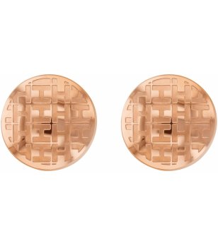 Кръгли обеци в розовозлатисто с релеф снимка