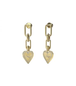 Златисти обeци с висулки сърца снимка